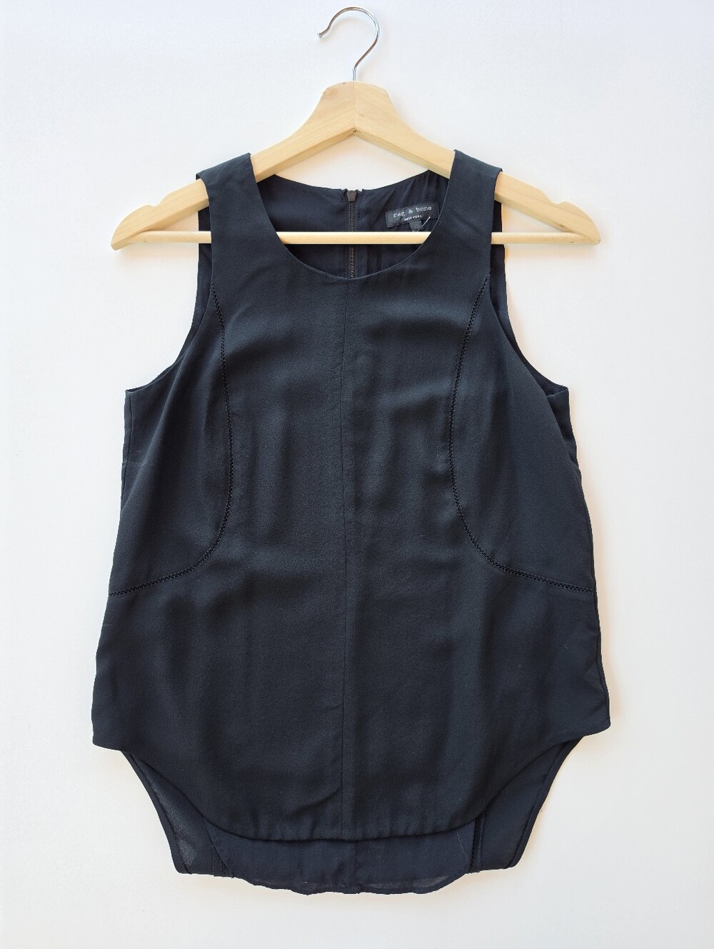 Rag & Bone Black Back Zip Flowy Silk Tank